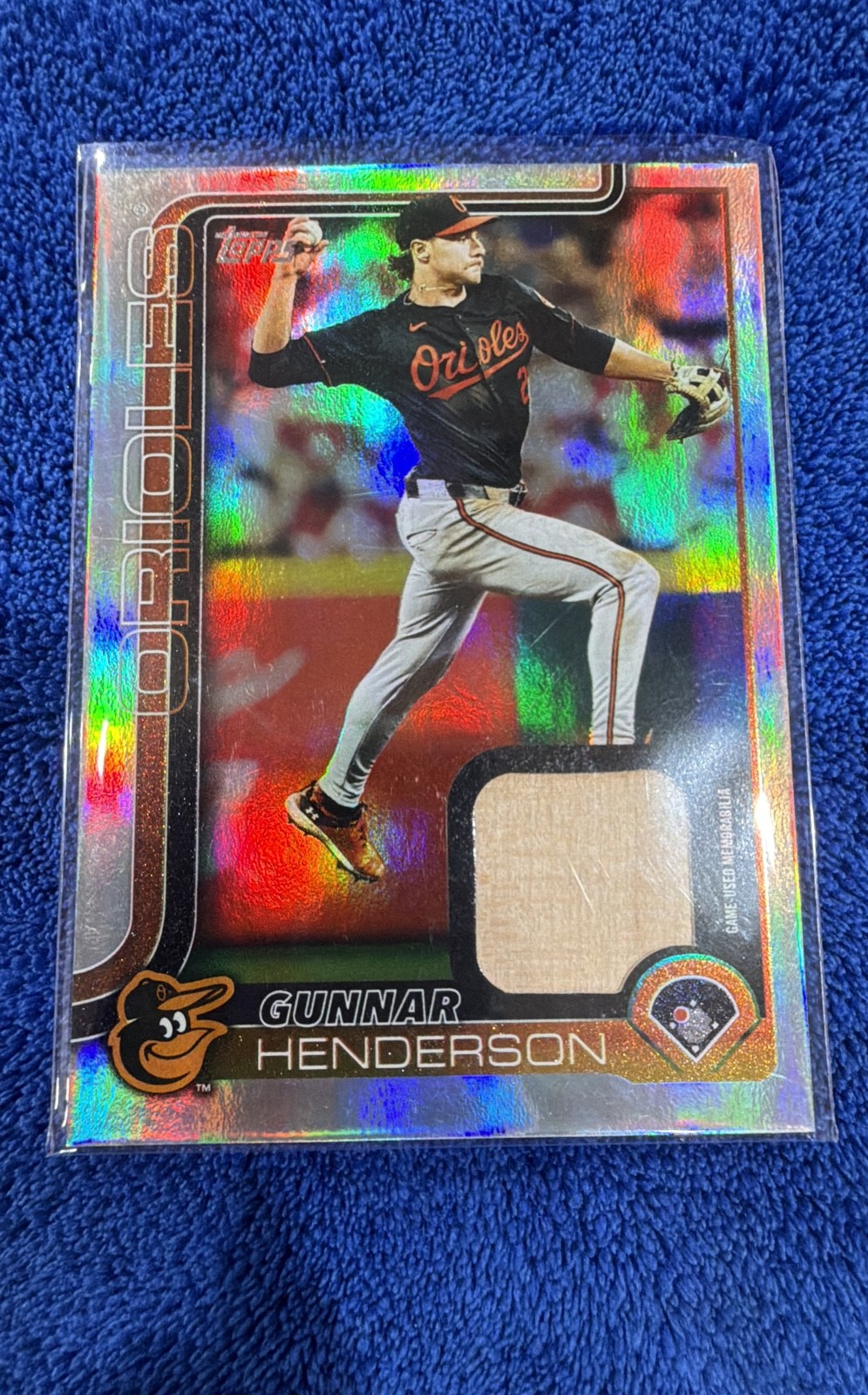 2025 Topps Gunnar Henderson Rainbow Foil Game Used Bat Relic
