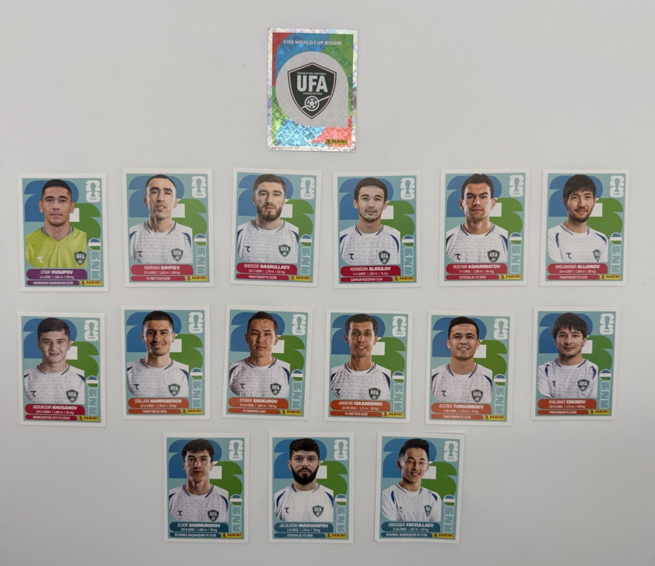 2026 100% Authentic Panini FIFA World Cup Uzbekistan Stickers Team — You Pick