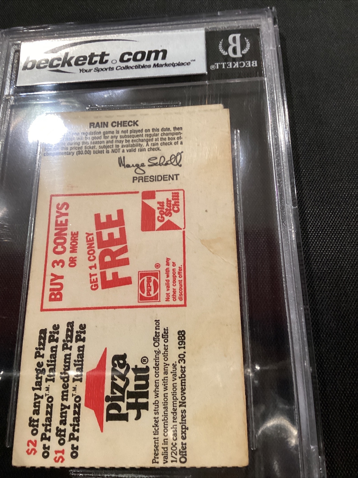 1988 Cincinnati Reds Pete Rose Pushes Umpire Suspended 30 Days Ticket 5 EX Stub