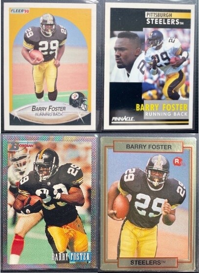 4 Barry Foster 1990 Fleer RC, Action Packed RC, 1991 Pinnacle, 1993 Bowman Foil
