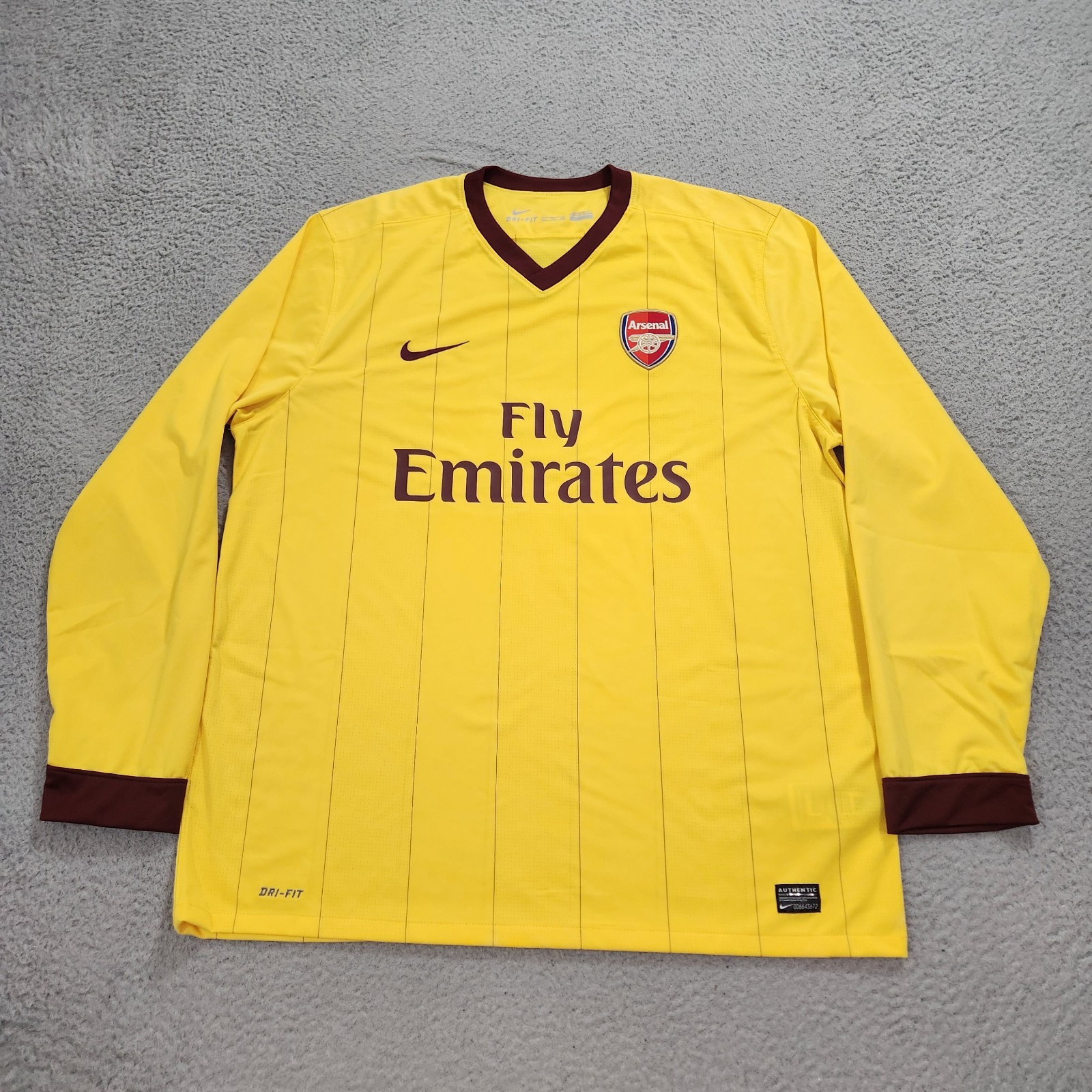 Nike Arsenal Jersey Mens 2XL Yellow Away Football 2010 Soccer Football Arteta #8