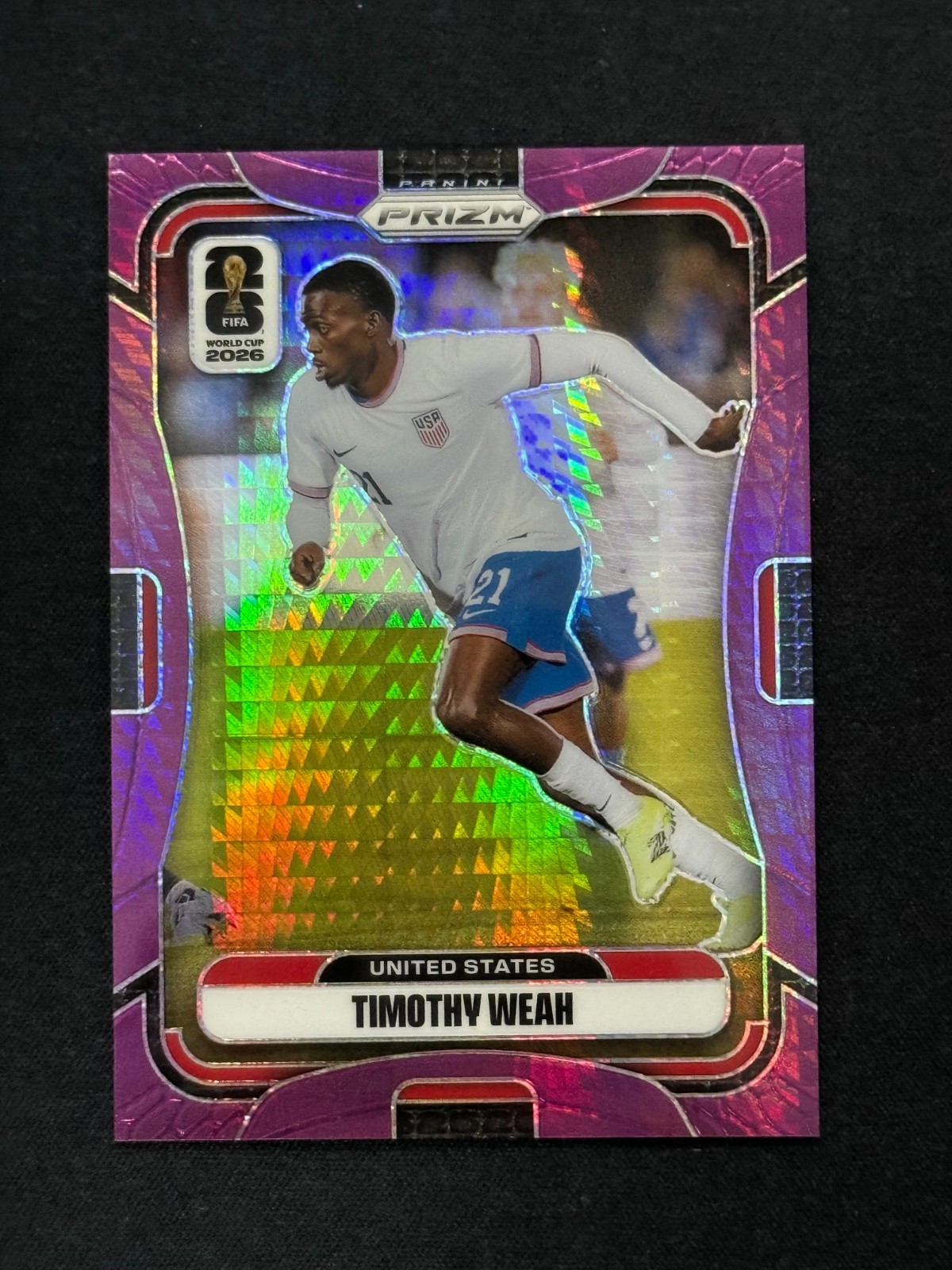 Timothy Weah 2025-26 Prizm Soccer FIFA World Cup #443 Purple Hyper /299 USA