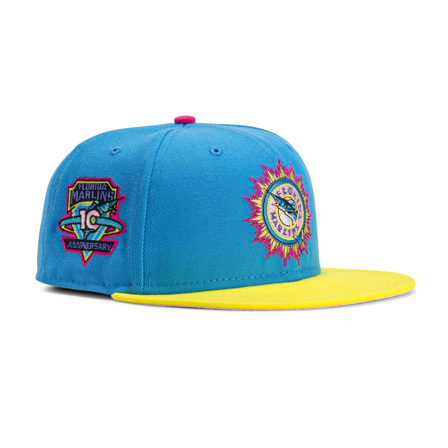 New Era Miami Marlins 10th Anniversary Blue/Yellow 59FIFTY Hat Men’s Size: 7 1/4