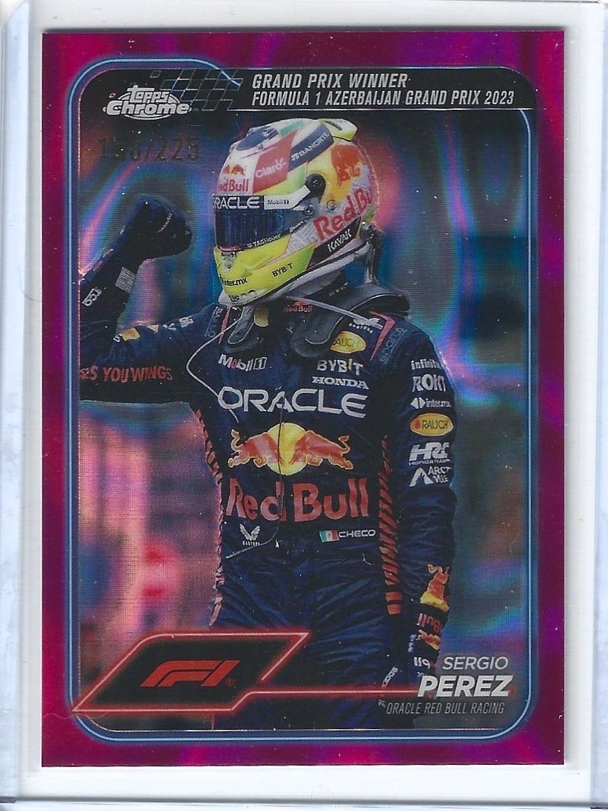 2024 Topps Chrome Formula 1 Sergio Perez Fuchsia Lava Refractor /225 Red Bull