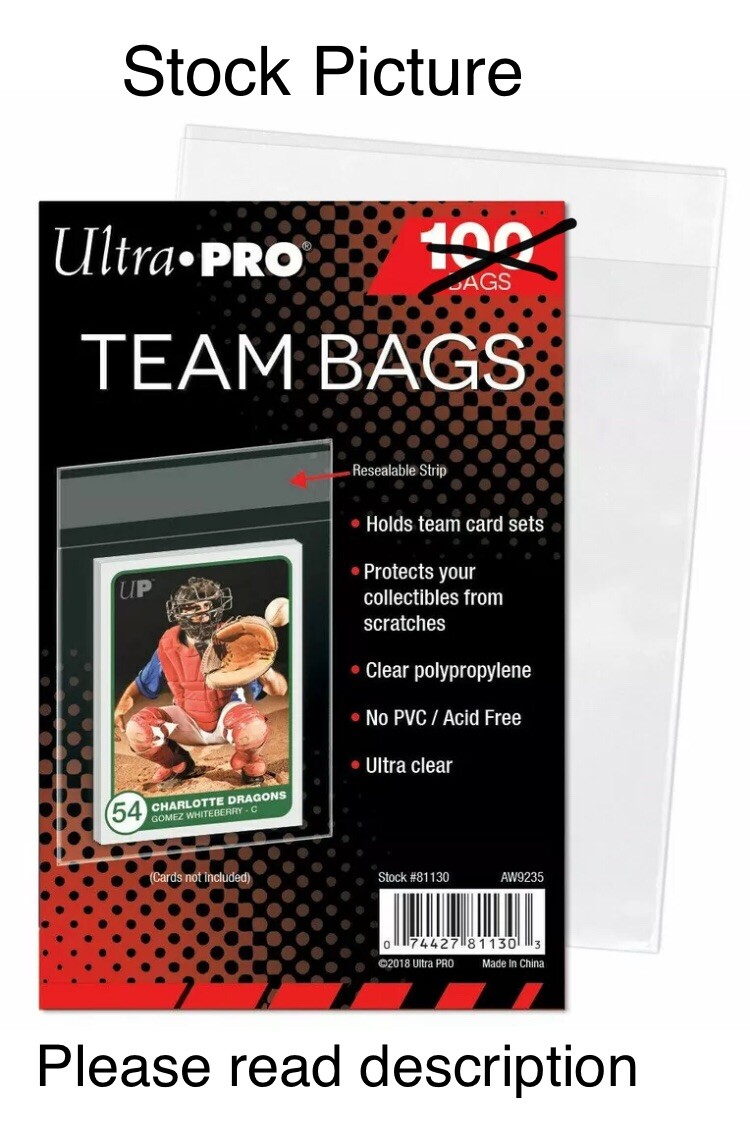 Ultra Pro Team Bags with Resealable Strip **25 bags every order** (Not 100 Pack)