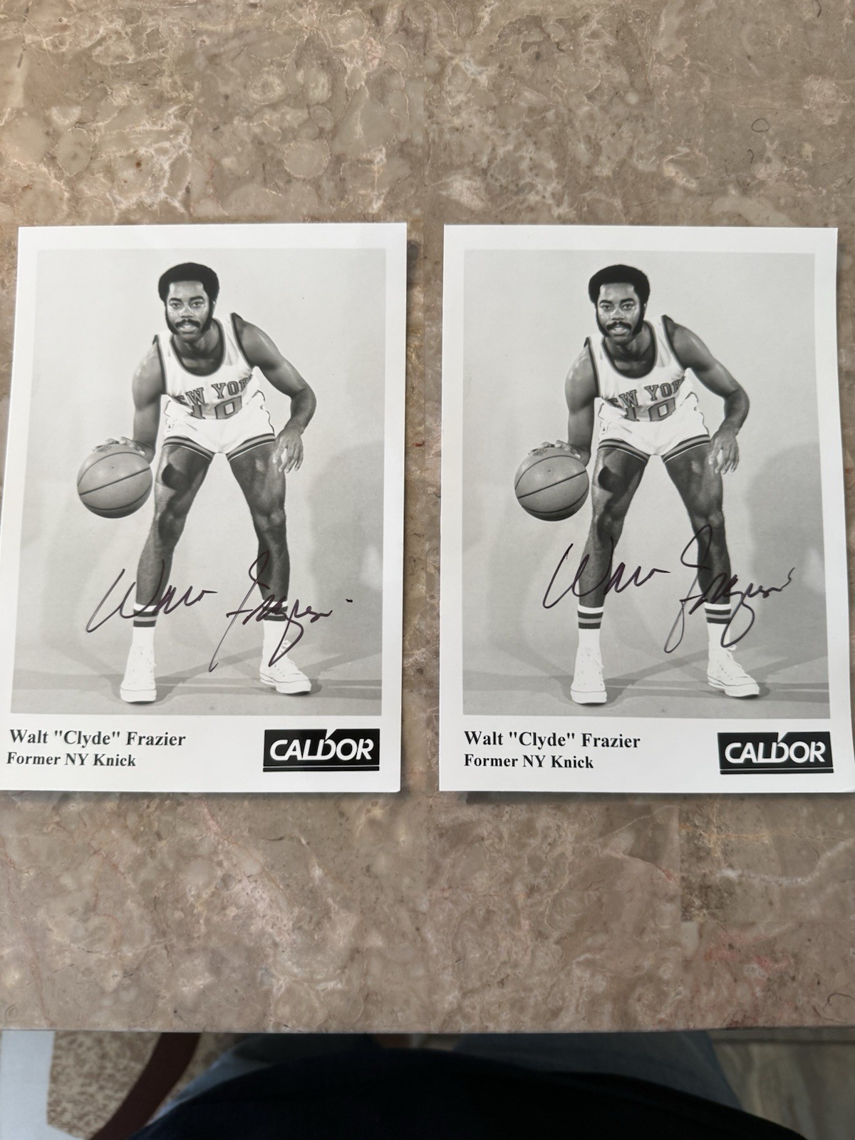 Walt Frazier 2 Signed Black And White Photos