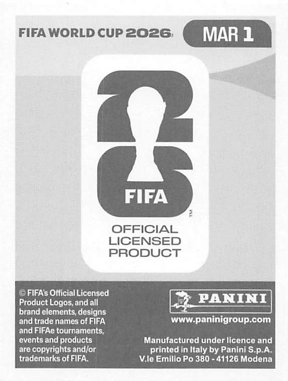 2026 Panini FIFA World Cup #MAR1 Emblem Foil Morocco