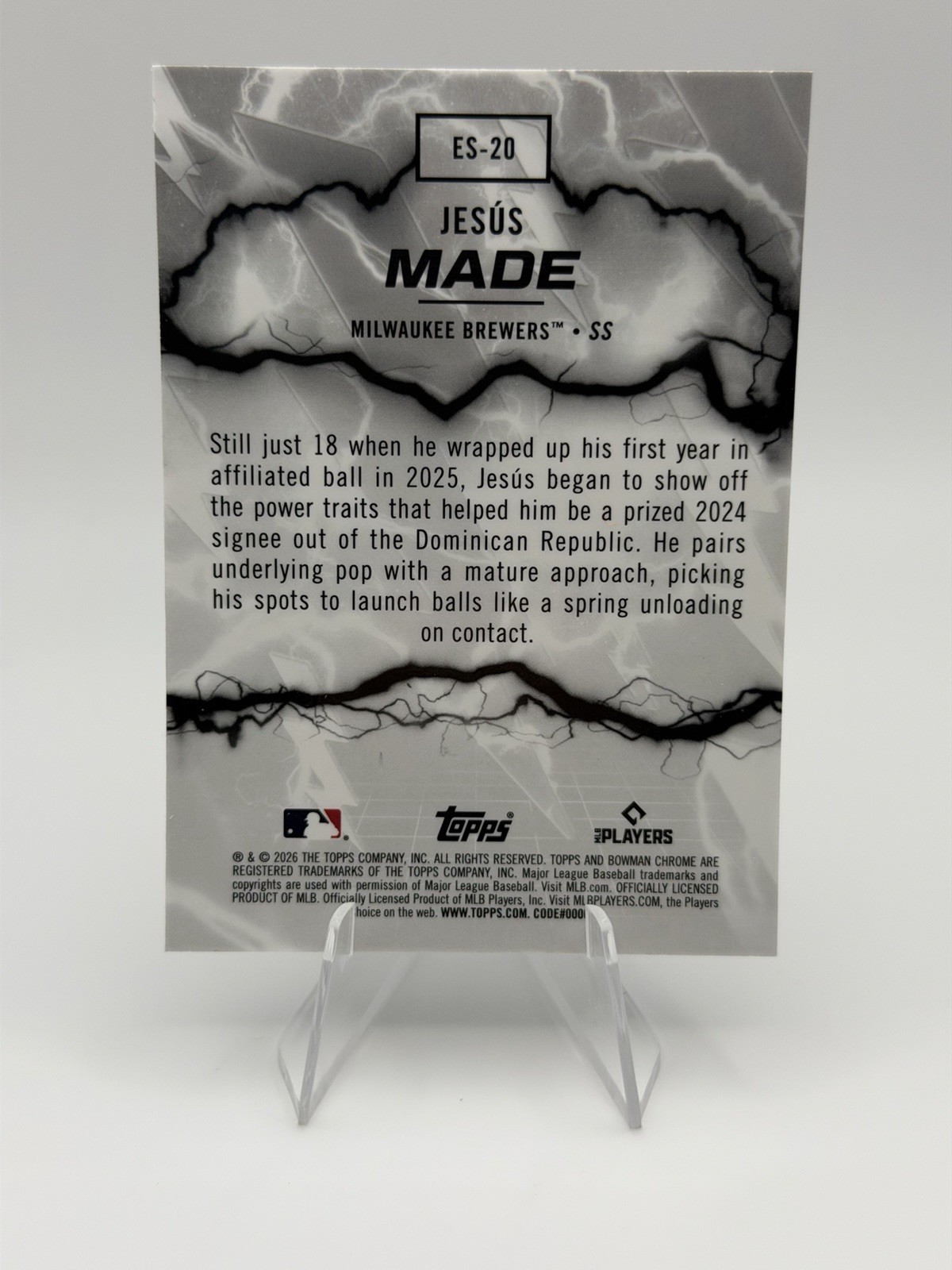 2026 Bowman Jesus Made #ES-20 Electric Sluggers Milwaukee Brewers Chrome Insert