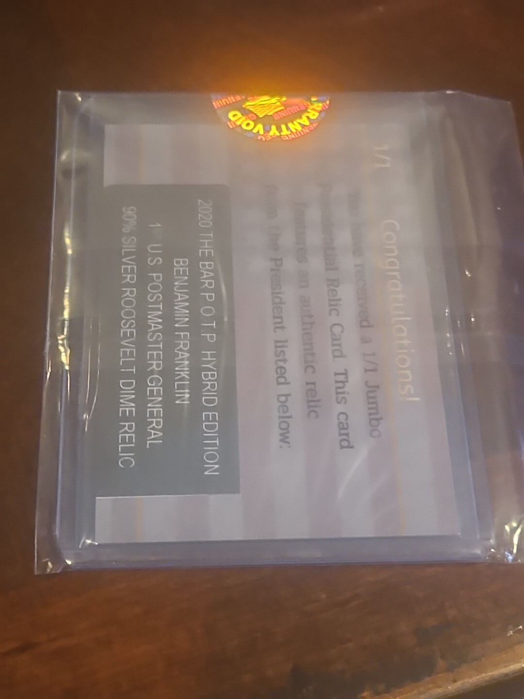 1/1 jumbo presidential relic one of one Ben 1 Benjamin Franklin card coin USA 1#