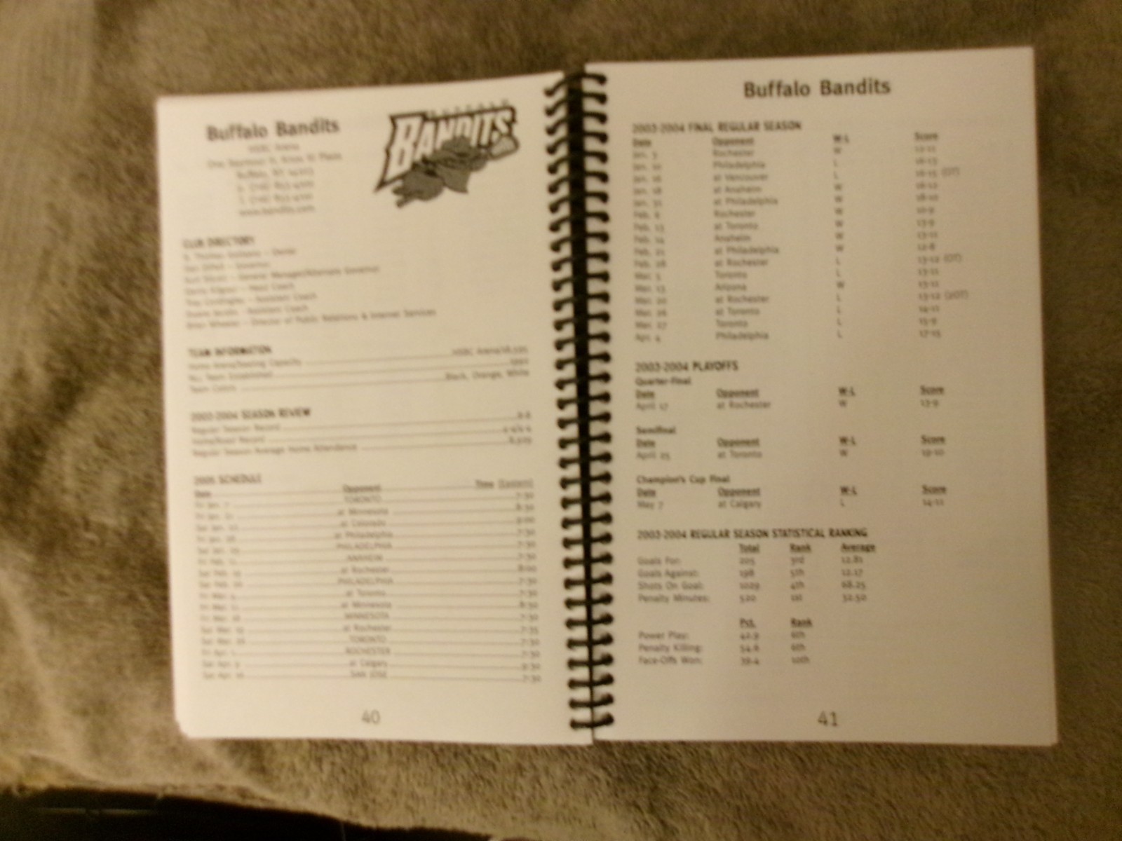 2005 NLL MEDIA GUIDE TORONTO ROCK GARY GAIT LACROSSE ARIZONA STING Program AD