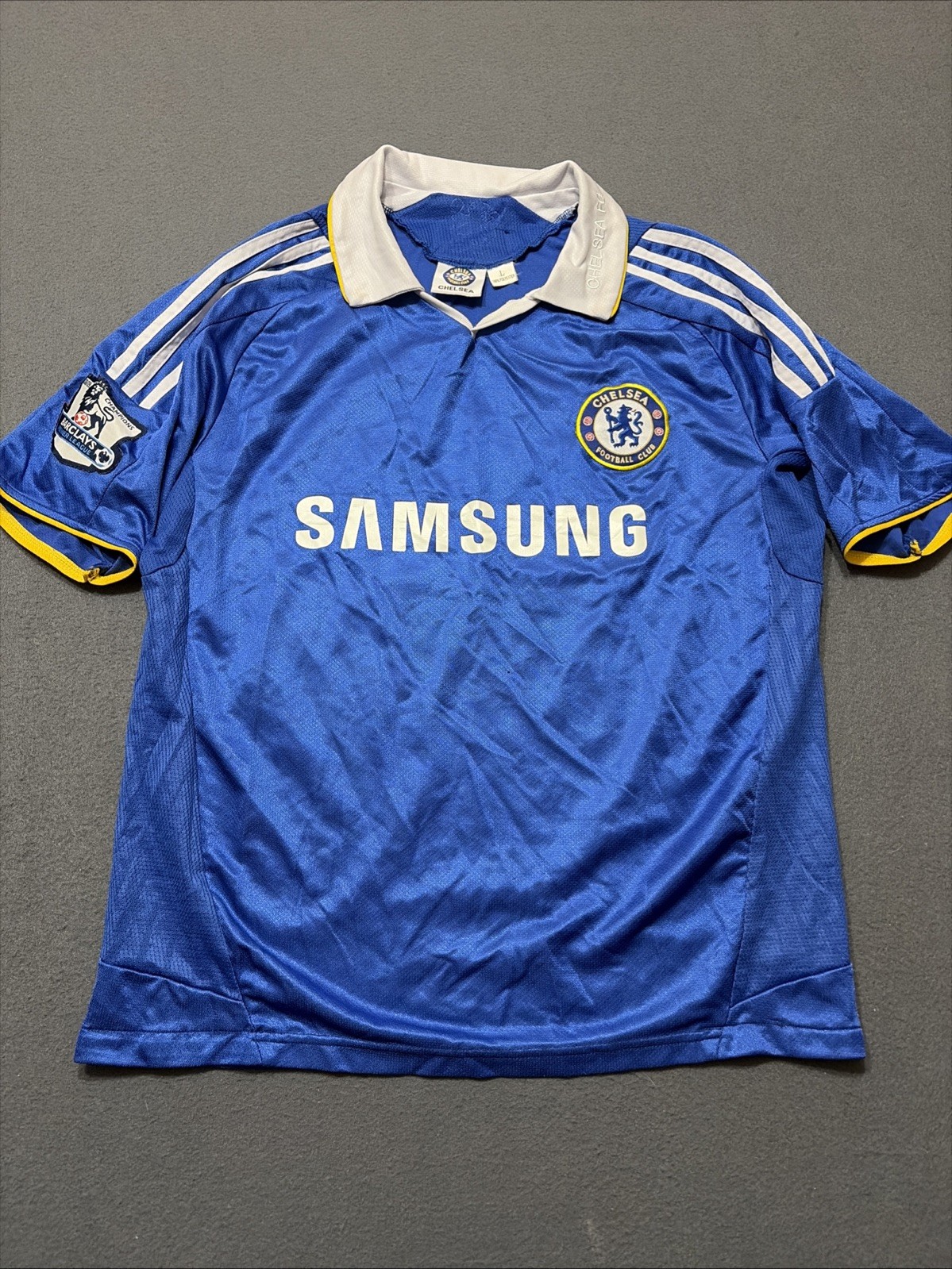 Chelsea 2008/09 Champions Patch Soccer Jersey Didier Drogba #11 Shirt Size LG