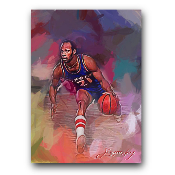 World B. Free Art Card Limited 26/50 Edward Vela Signed (Philadelphia 76ers)