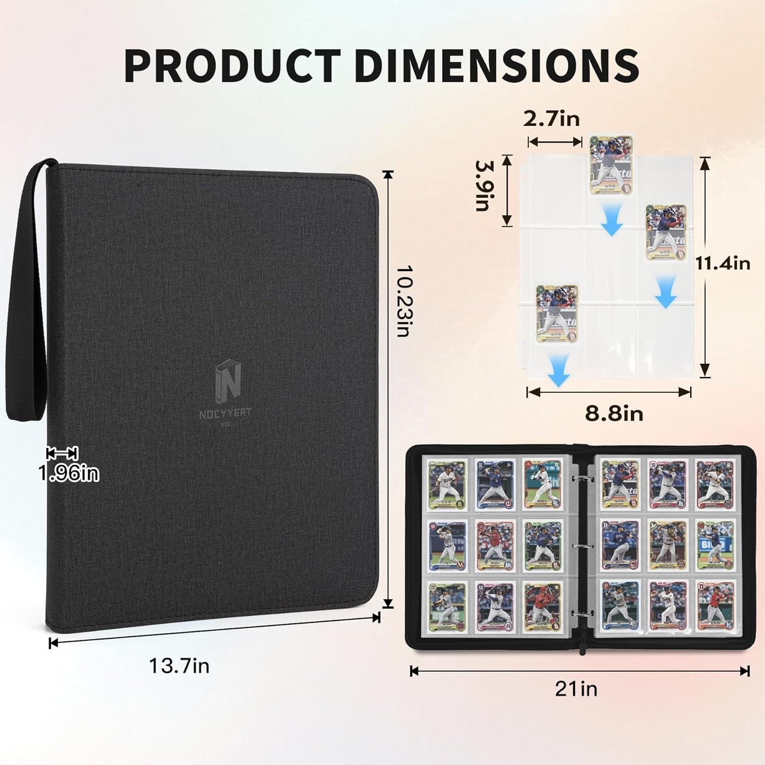 Toploader Binder, Holds 720 Toploaders, 9 Pocket Top Loader Binders