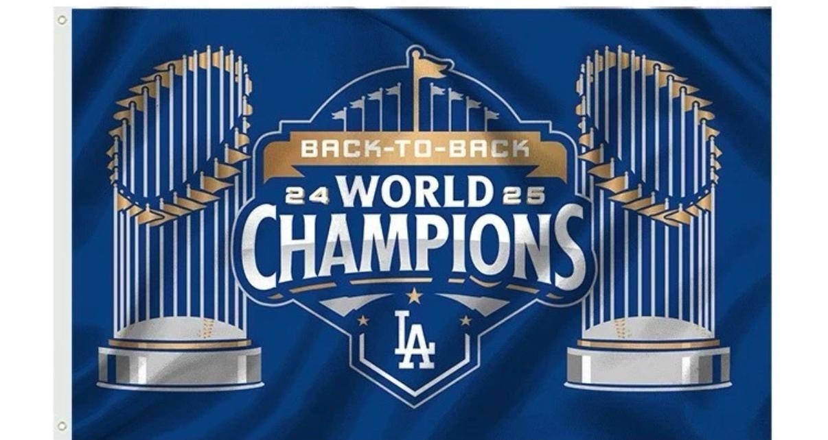 LA Dodgers 2024 2025 Back To Back World Series 3×5 Ft Flag Banner