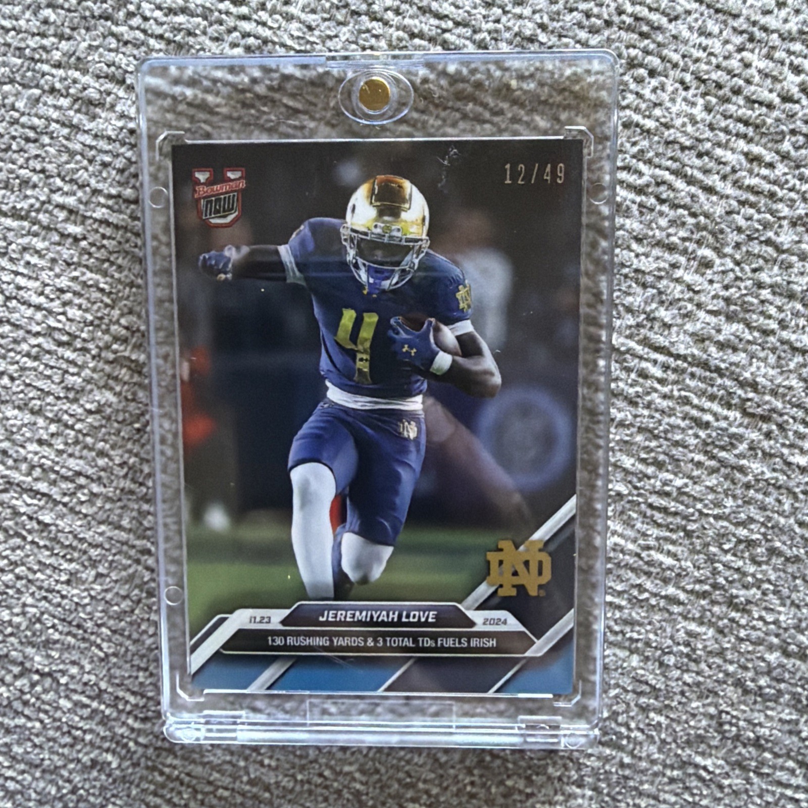Jeremiyah Love 2024 Bowman U NOW Football Card 45 Blue Parallel /49 Cardinals