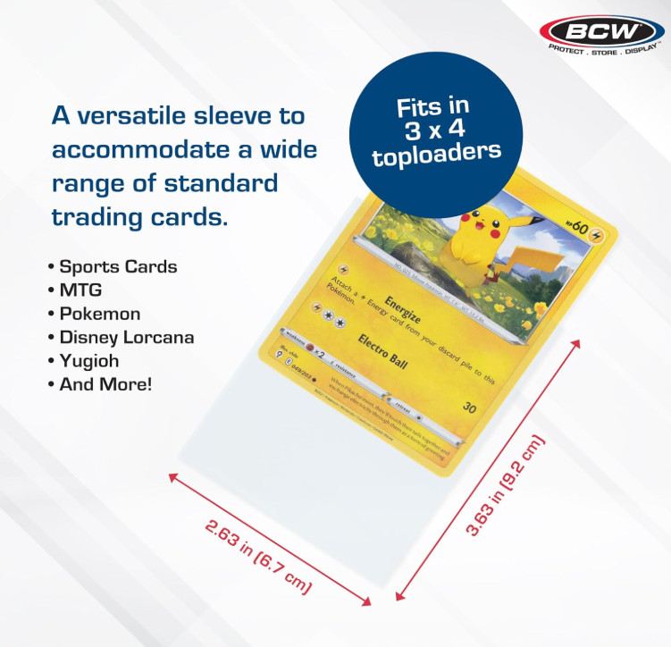 BCW Penny Card Soft Sleeves 5 Packs of 100 for Standard Sized Cards = 500Pcs