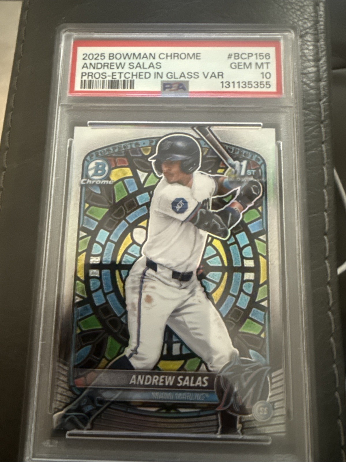 2025 BOWMAN CHROME ANDREW SALAS PROSPECT ETCHED IN GLASS #BCP156 PSA GEM MINT 10
