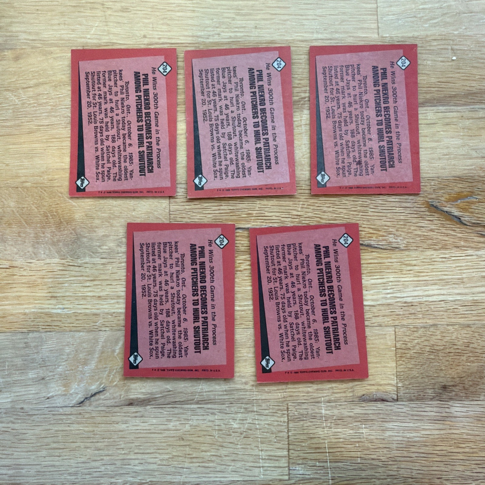 1986 Topps – 85’ Record Breakers Rose, Valenzuela, Niekro, Coleman