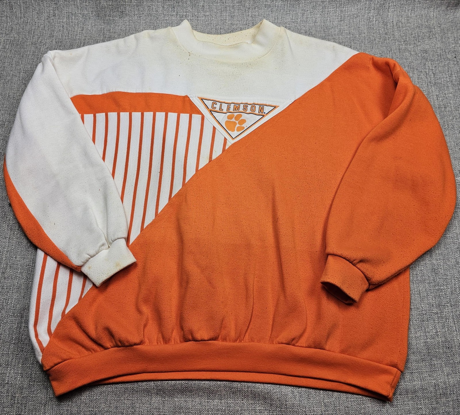 VINTAGE Clemson Tigers Sweatshirt Mens 2XL Orange College Football Crewneck 90s