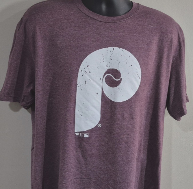 Philadelphia Phillies T-shirt Throwback Phils Heather Maroon Gildan Soft Style T