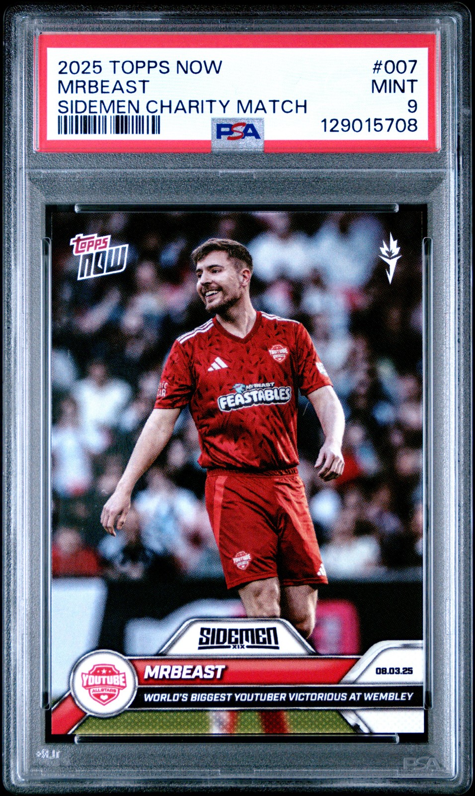 2025 TOPPS NOW SIDEMEN CHARITY MATCH #007 MRBEAST PSA 9