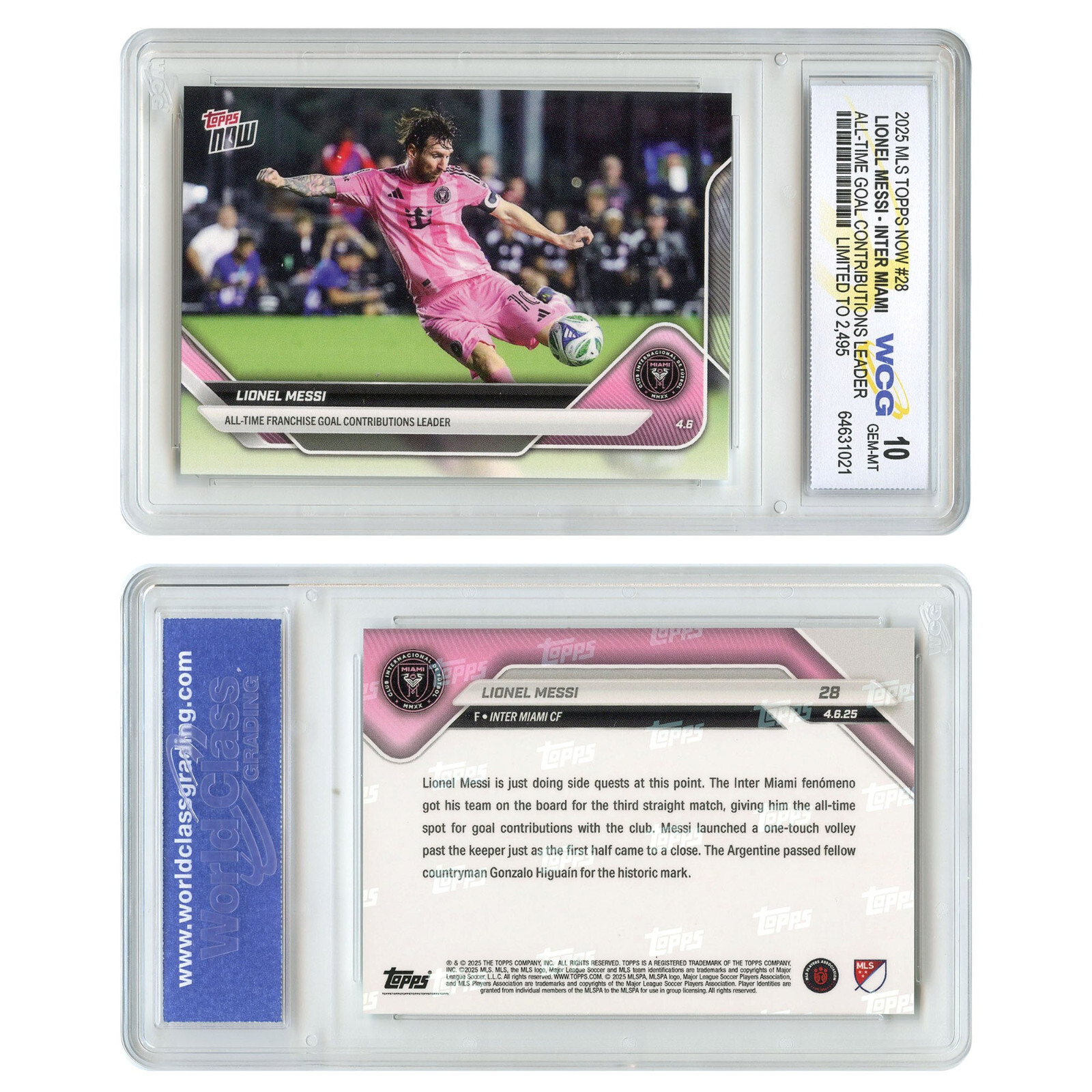 2025 MLS Topps LIONEL MESSI Miami Card #28 Goal Contributions Leader GEM-MINT 10