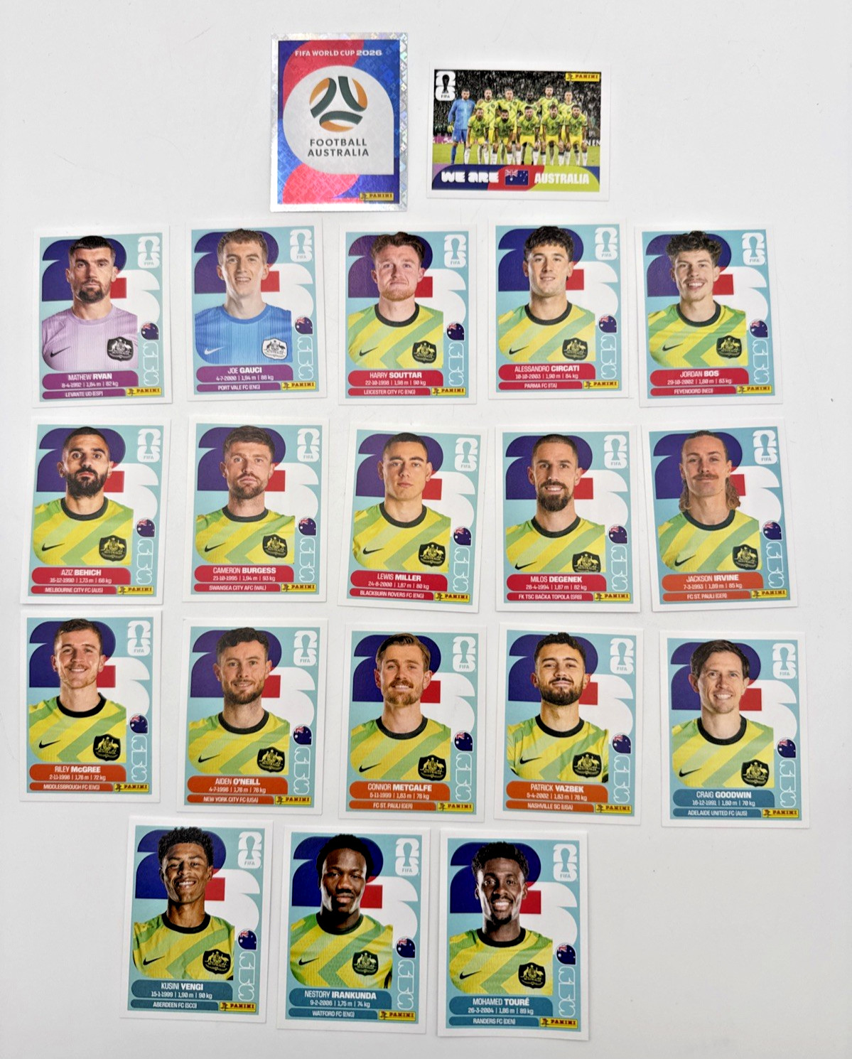 2026 100% Authentic Panini FIFA World Cup Australia Stickers Team — You Pick