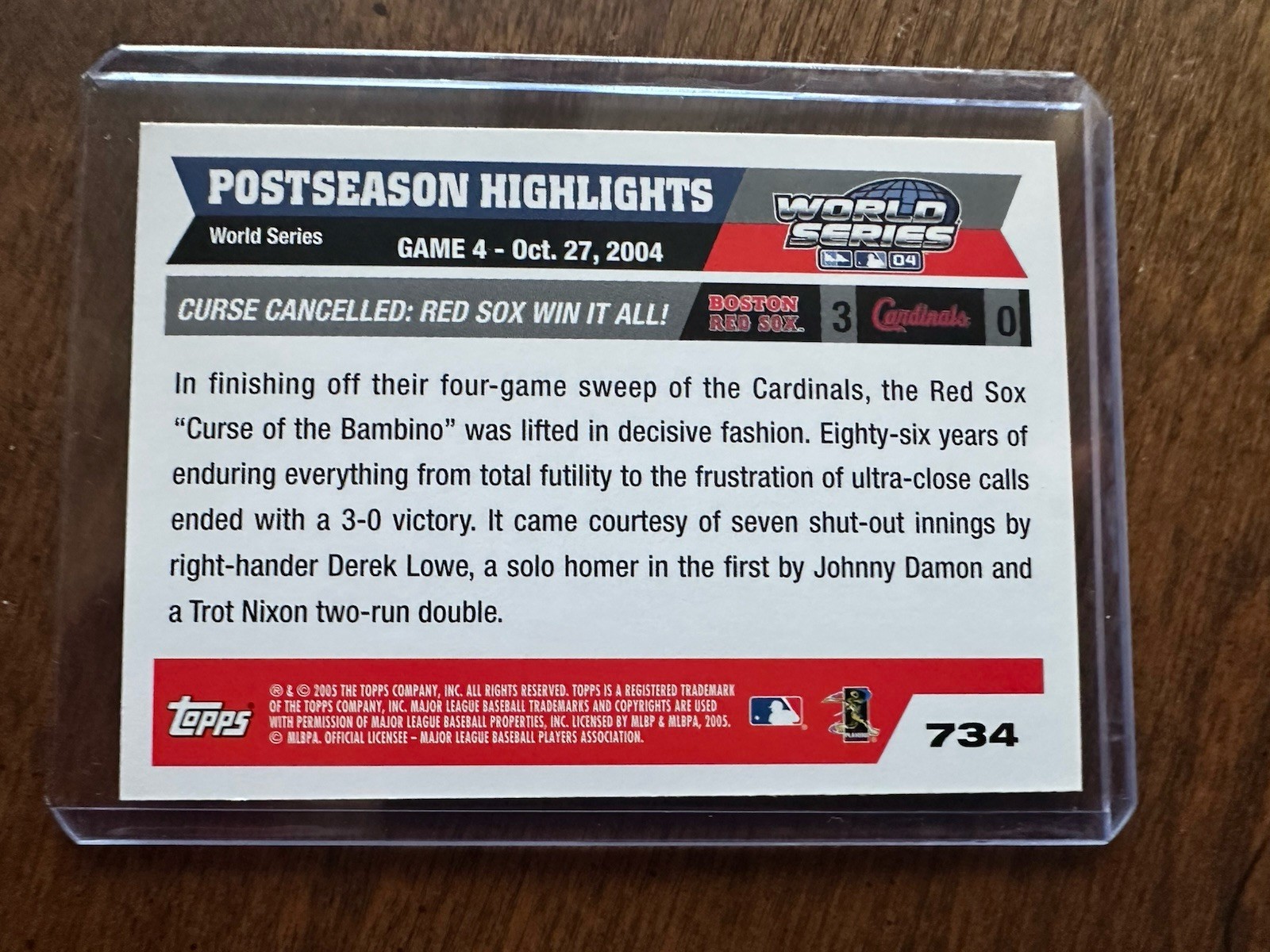 2005 Topps Baseball #734 Postseason Highlights Johnny Damon, Derek Lowe NM-Mint