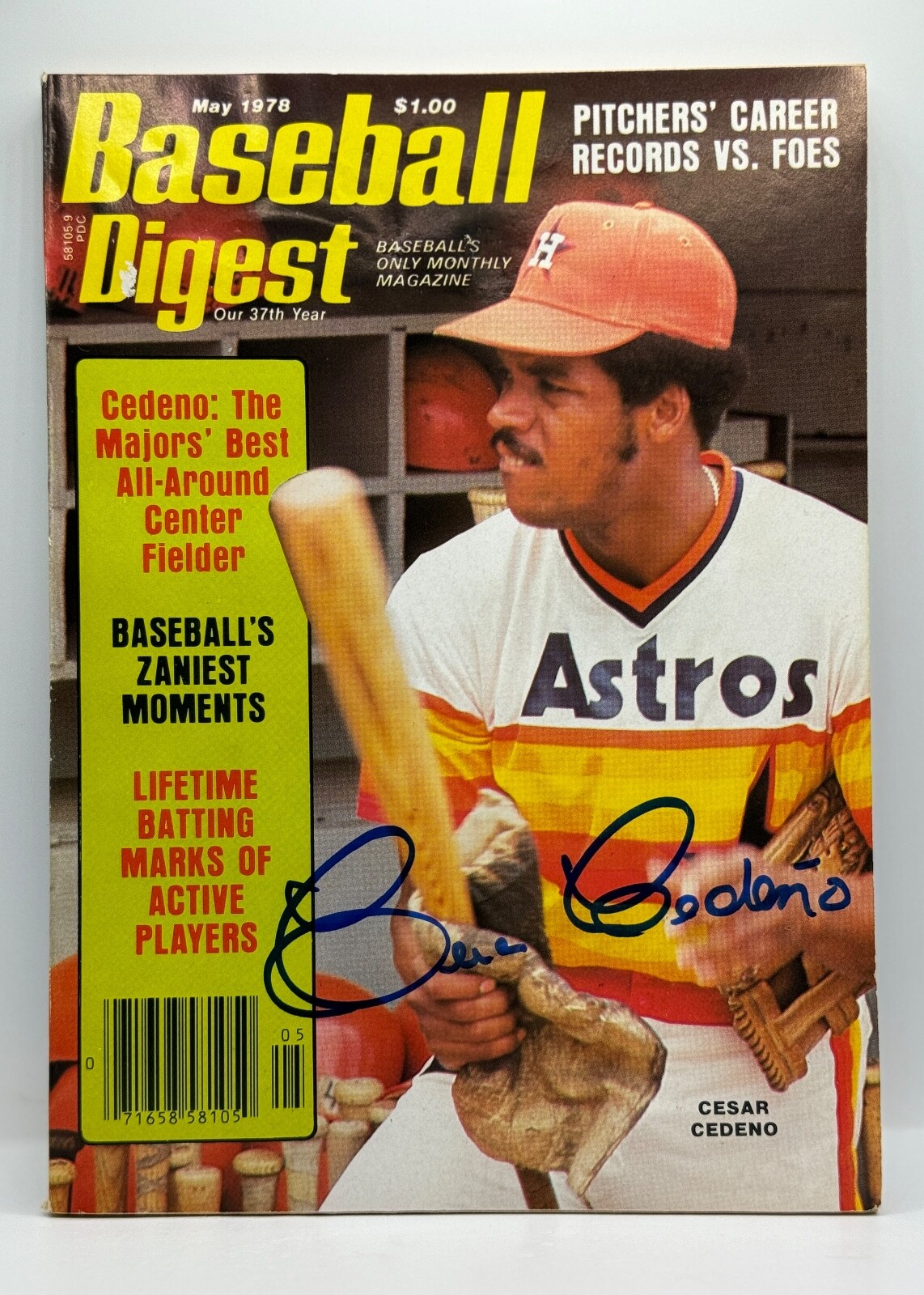 CESAR CEDENO Signed May 1978 Baseball Digest Tristar Hologram #8481386 Autograph
