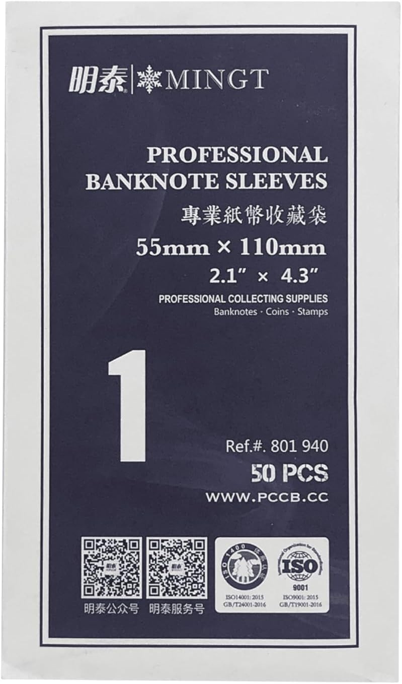 50Pcs Size 1 Professional Banknote Protective Plastic Sleeves Paper Money OPP…