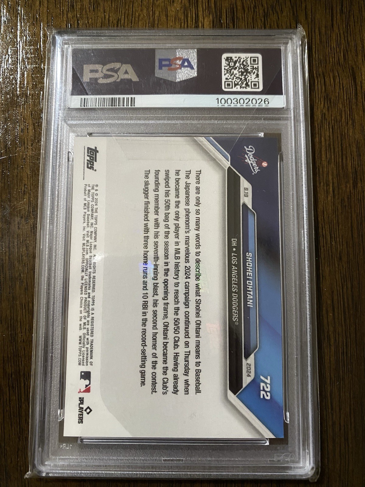 Topps 2024 Topps Now Shohei Ohtani #722 PSA Graded Dodgers /653737