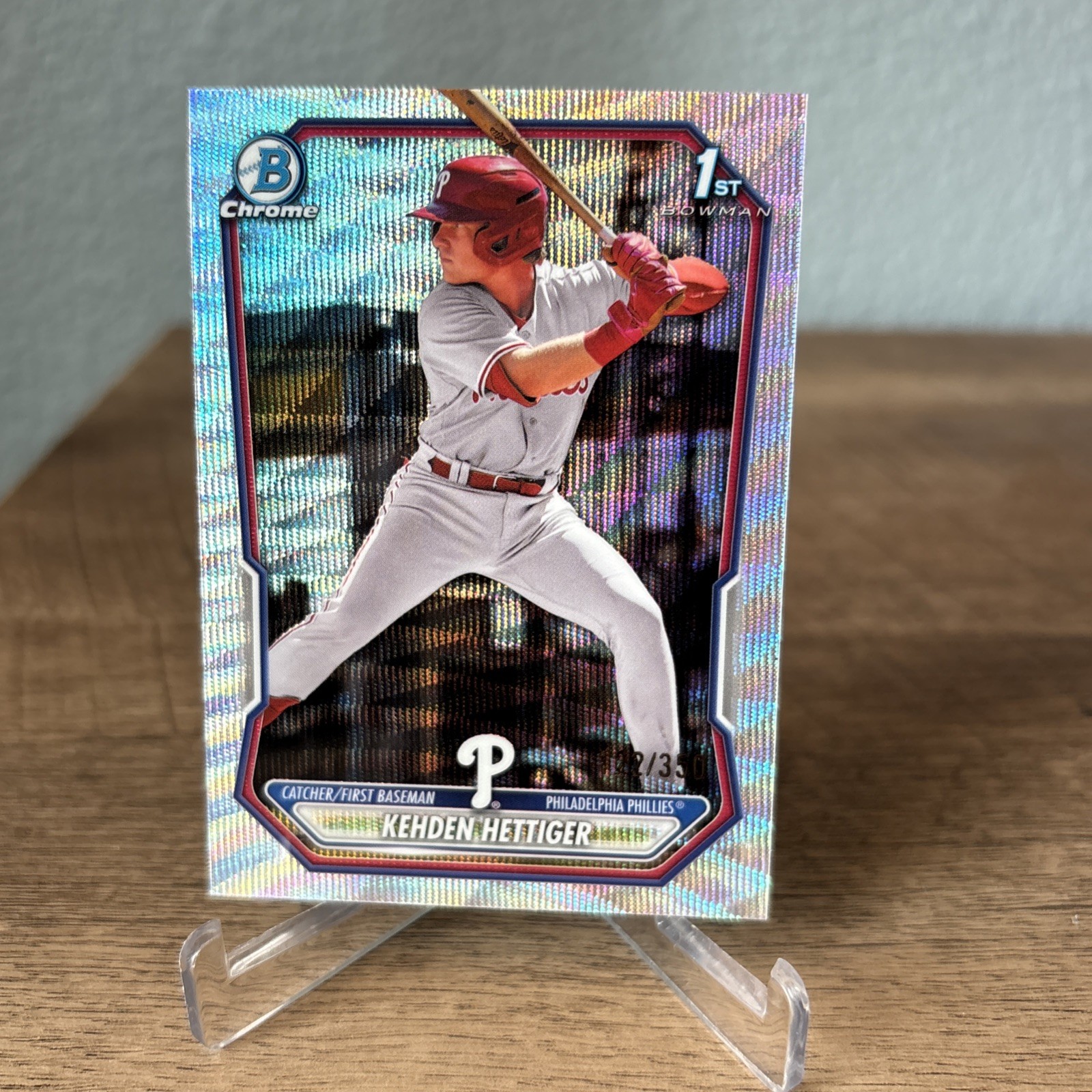 2026 Bowman Chrome 1st Kehden Hettiger /350 Wave Refractor BCP-101 Phillies