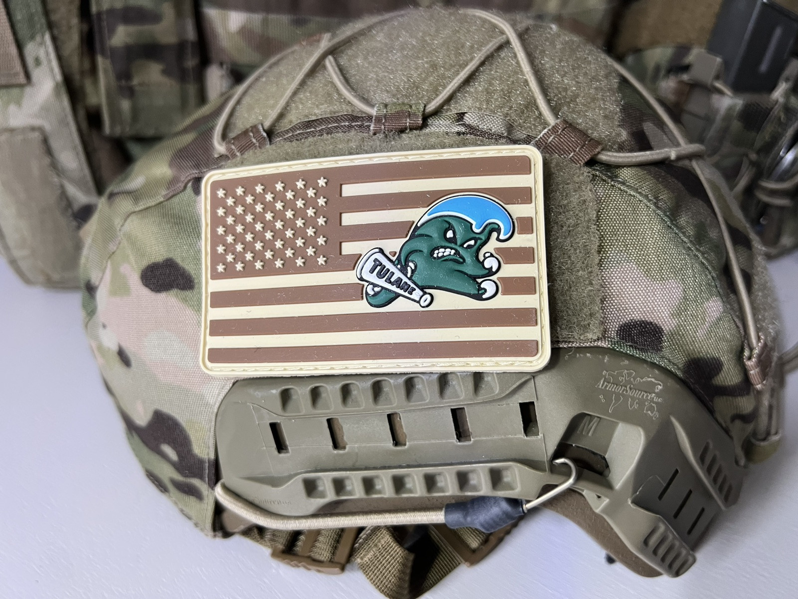 Military Combat American Flag Tulane Green Wave football PVC Patch W Vlcro