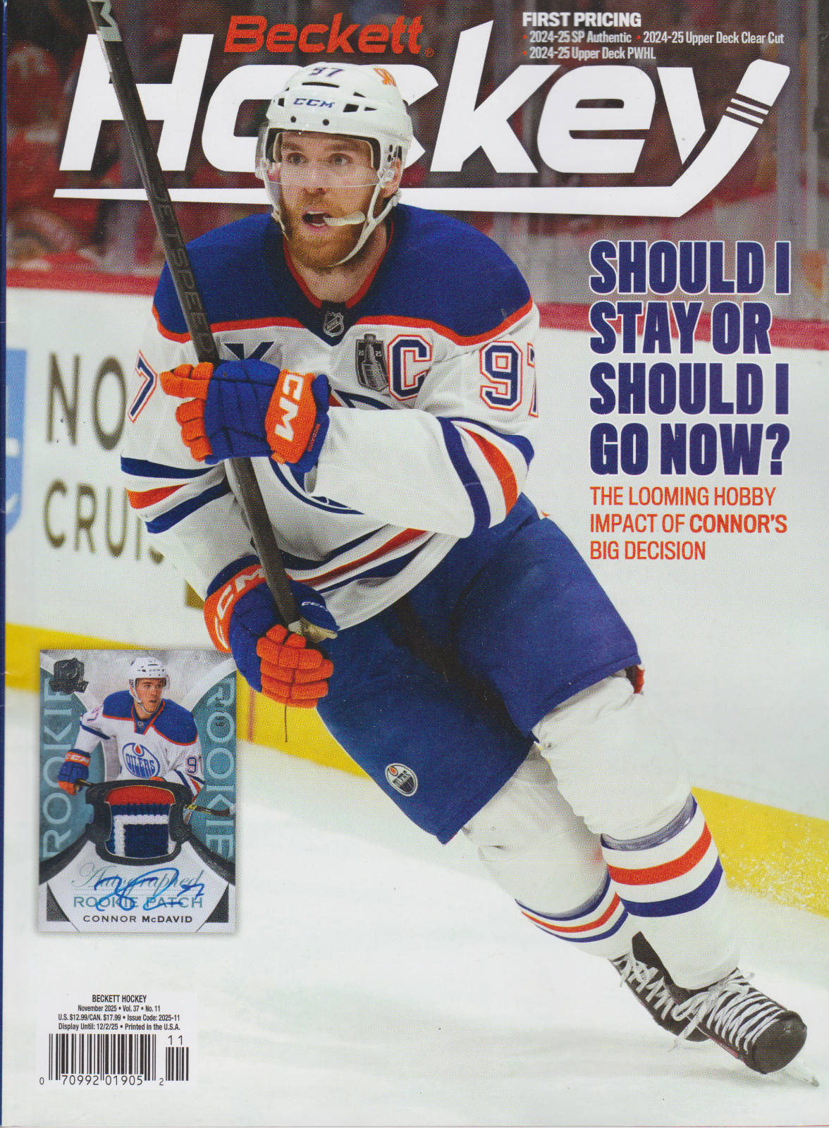 Beckett Hockey Price Guide Magazine November 2025 Connor McDavid Cover