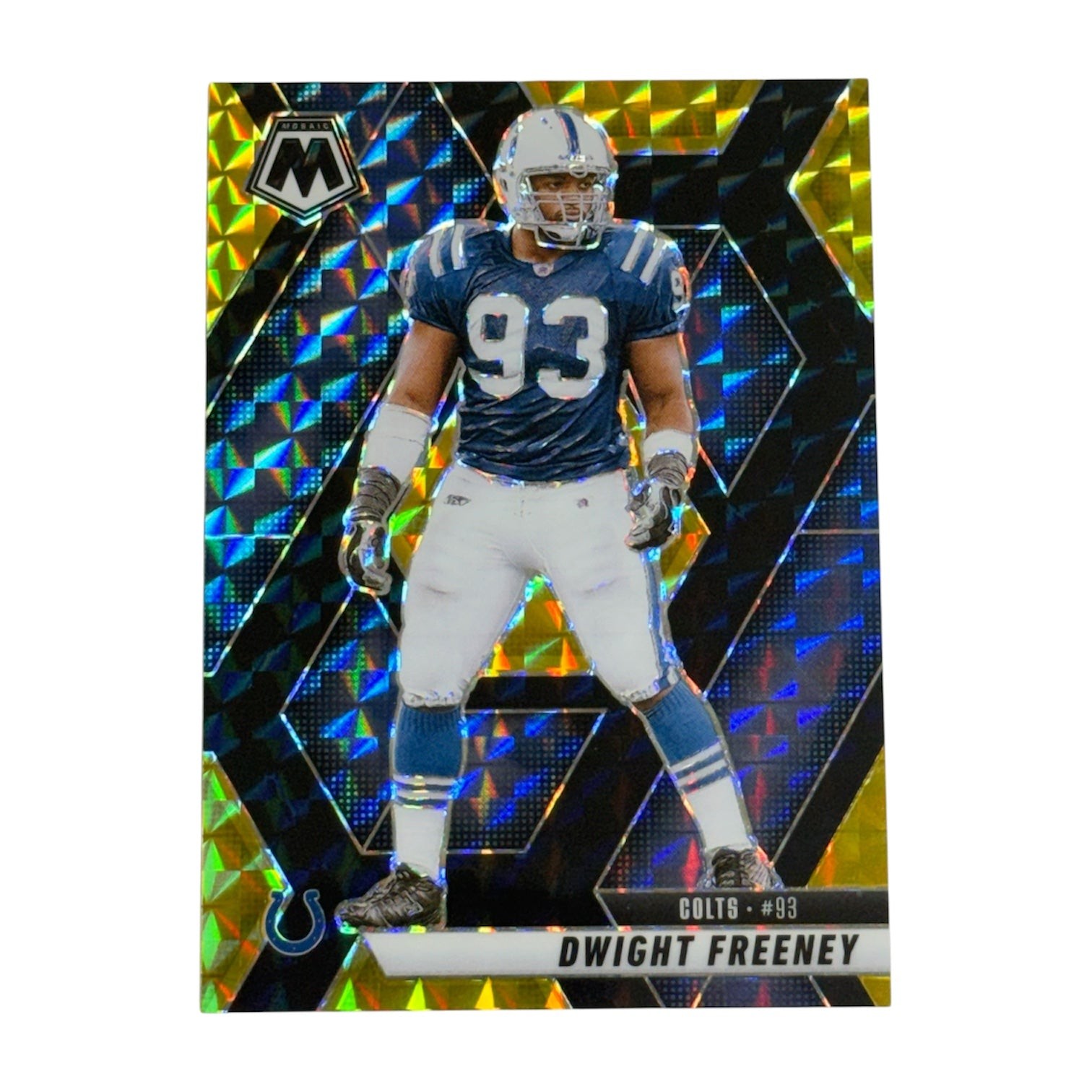 Dwight Freeney 2025 Panini Mosaic Black Gold Prizm 1/8 Football Card #185