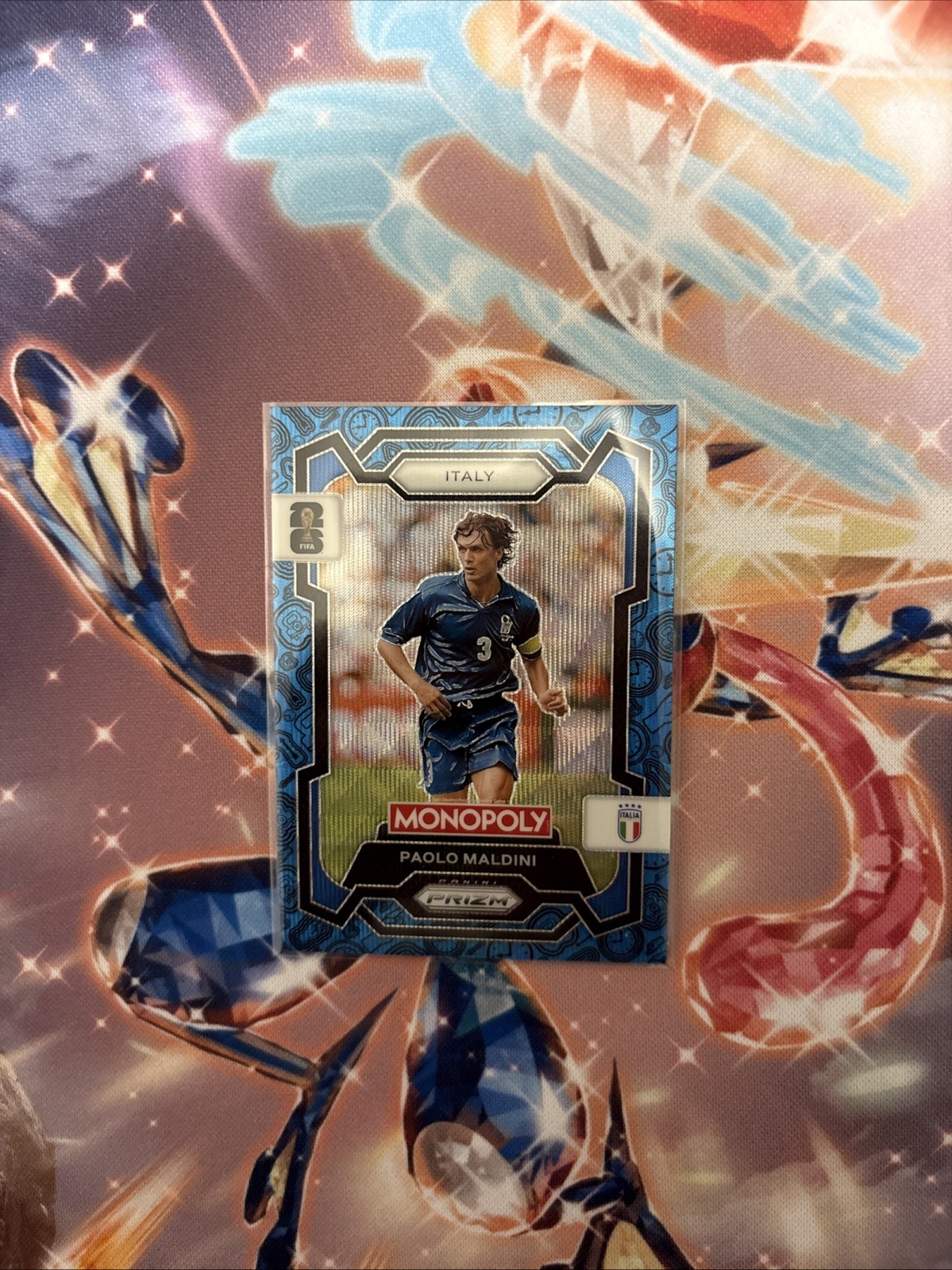 Paolo Maldini 2026 Panini Prizm Monopoly FIFA World Cup #37 Blue Wave SP