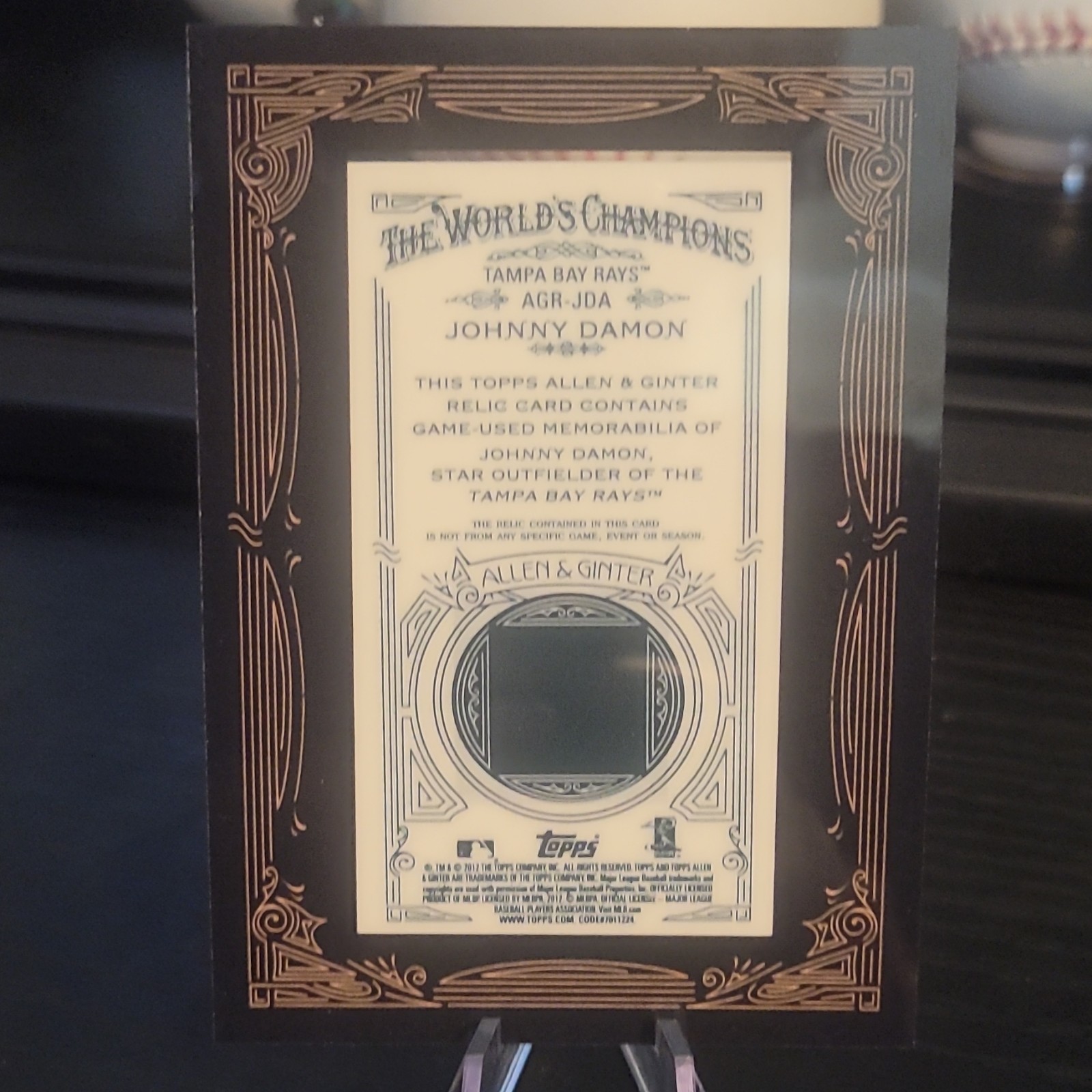 Topps 2012 Allen & Ginter’s Johnny Damon Framed Mini Relic #AGR-JDA Rays