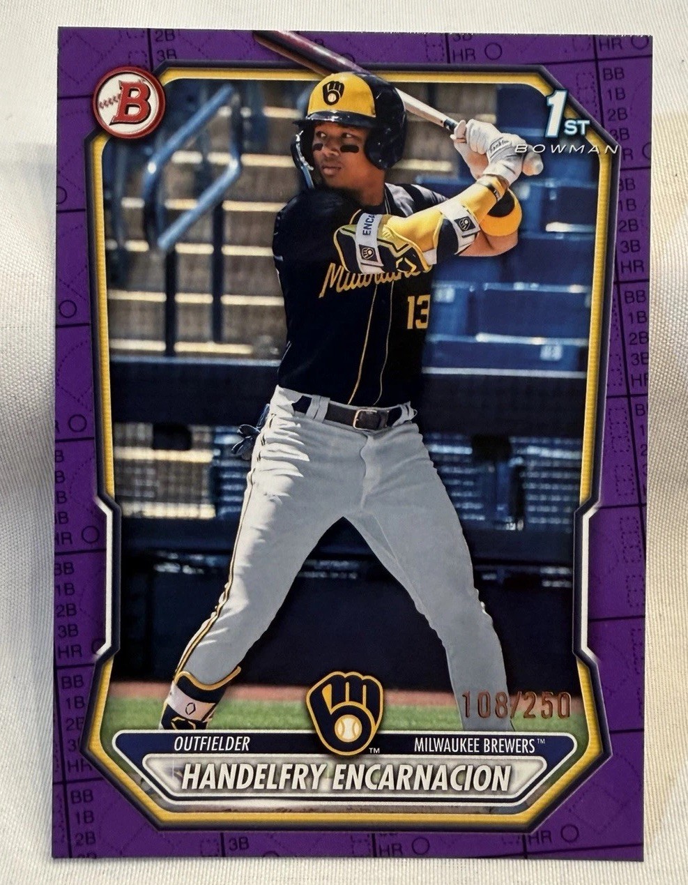 2026 Bowman 1st Handelfry Encarnacion Purple Pattern /250 #BP-47 Brewers (RC)