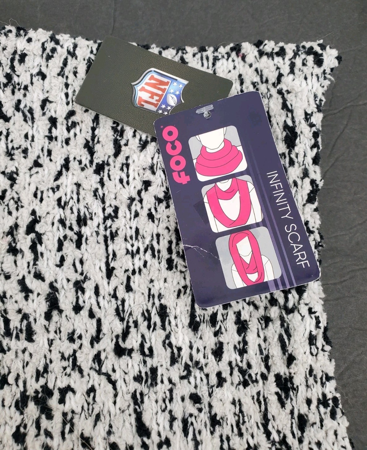 Philadelphia Eagles NFL Knit Infinity Scarf Black Gray White Multicolor New