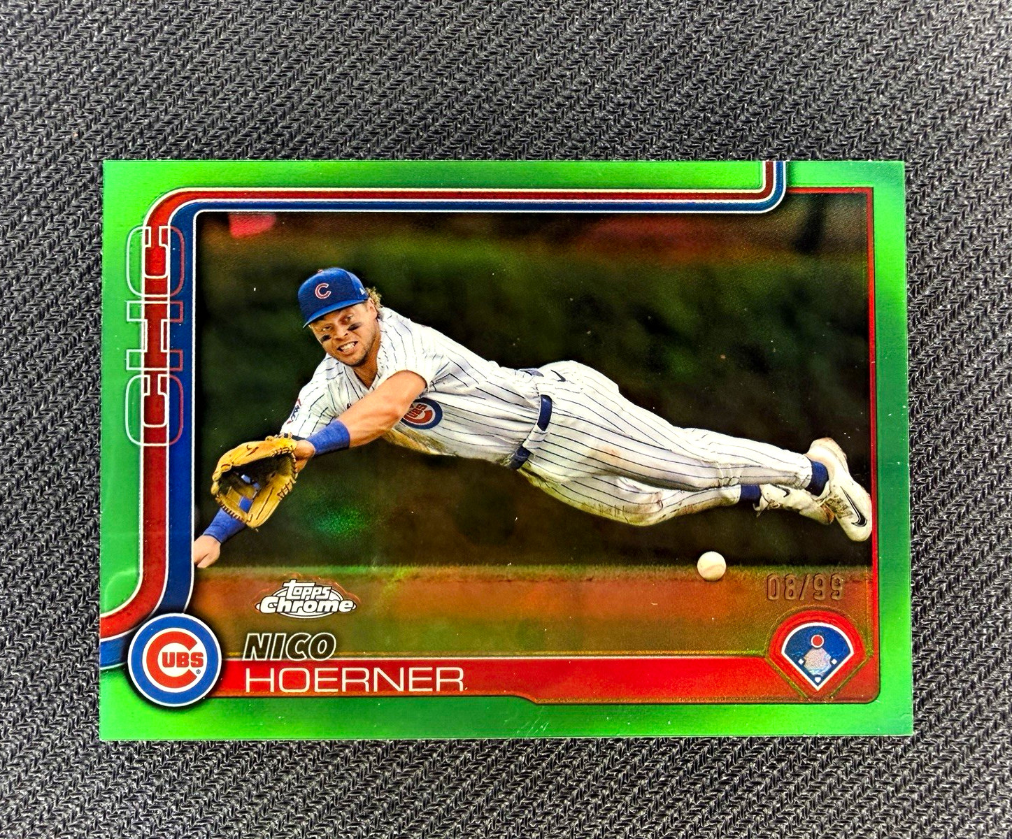 2025 Topps Chrome Nico Hoerner Green Refractor /99 #107 Cubs 08/99