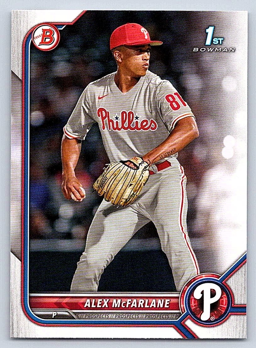 ALEX McFARLANE PHILLIES RC 1st card 2022 BOWMAN DRAFT #BD- 117