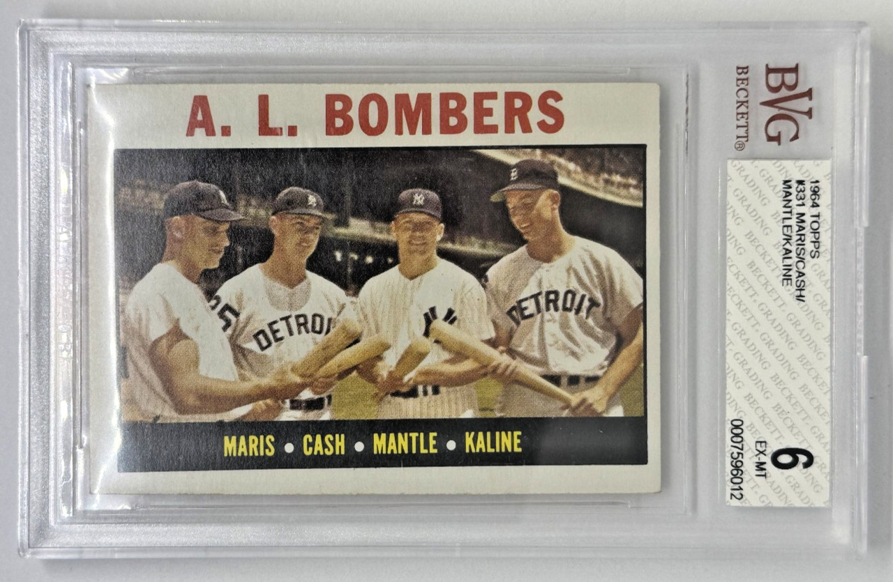 1964 Topps Mantle/Kaline/Maris/Cash #331 HOF AL Bombers – BVG 6