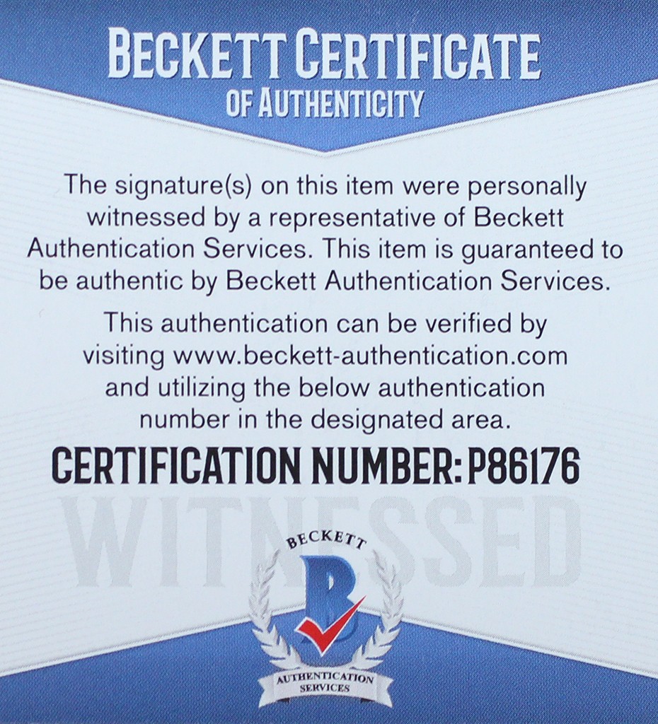 Barry Sanders Autographed & Framed Blue Lions Jersey Beckett COA