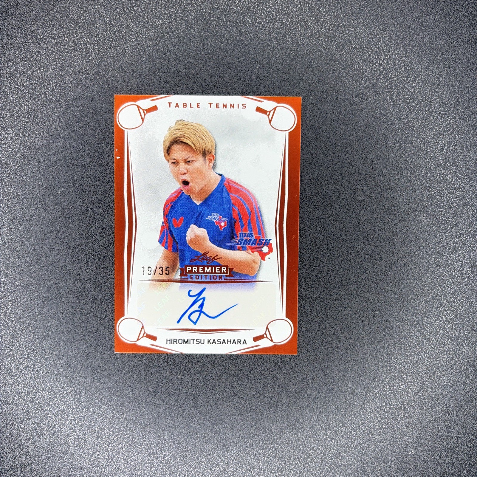2025 Leaf Premier Edition Table Tennis Hiromitsu Kasahara Red Foil Auto SP /35