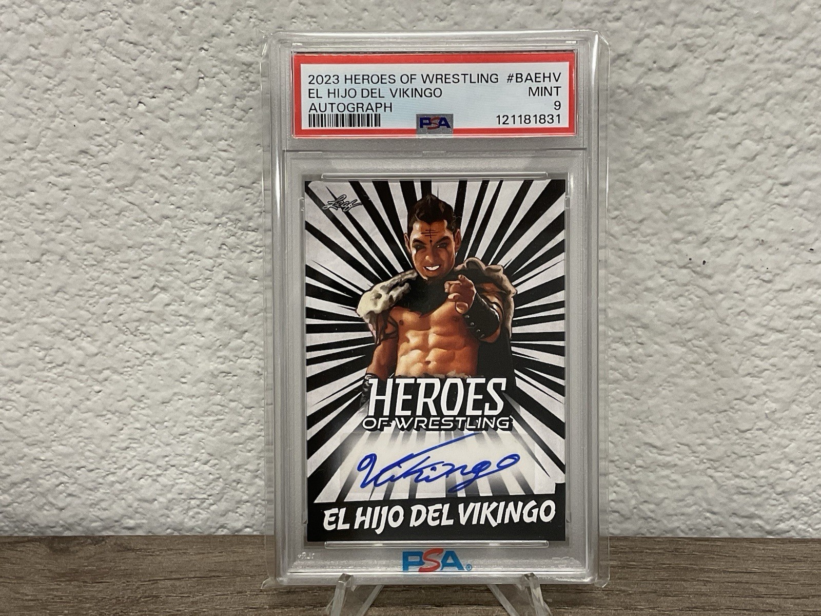 2023 heroes of wrestling el hijo del vikingo #baehv mint 9 autograph