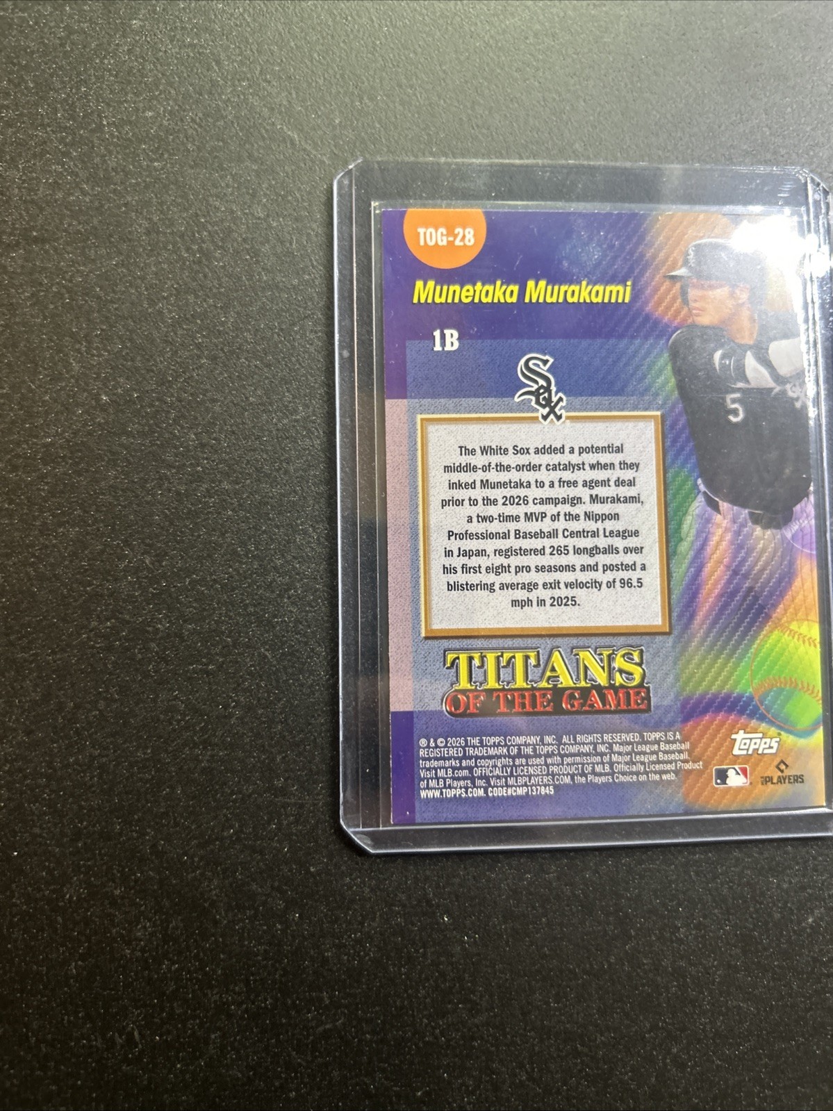 Munetaka Murakami RC Titans Of The Game #TOG-28 2026 Topps Series 2 White Sox