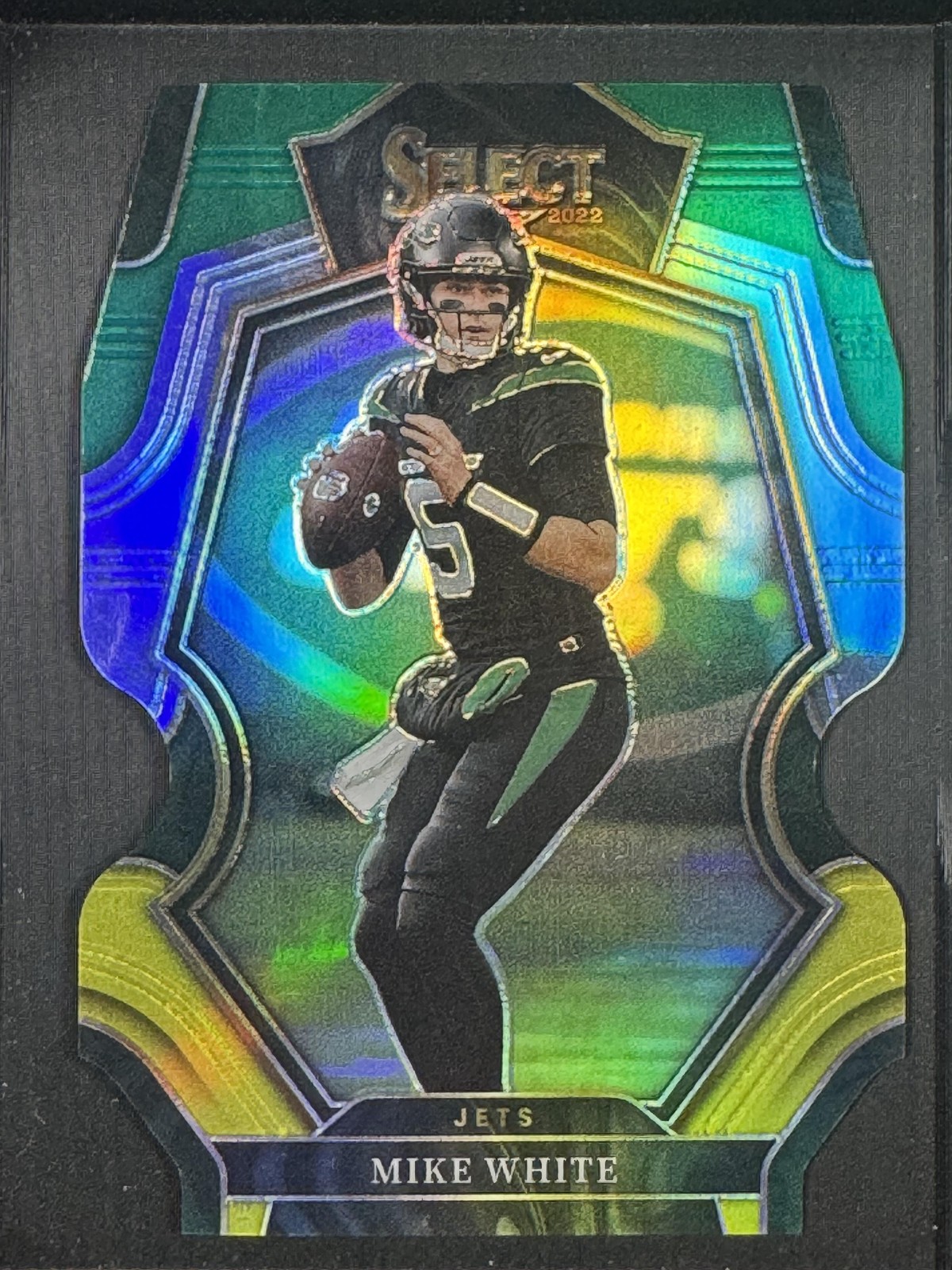 2022 Panini Select Green and Yellow Prizm Die Cut #178 Mike White New York Jets