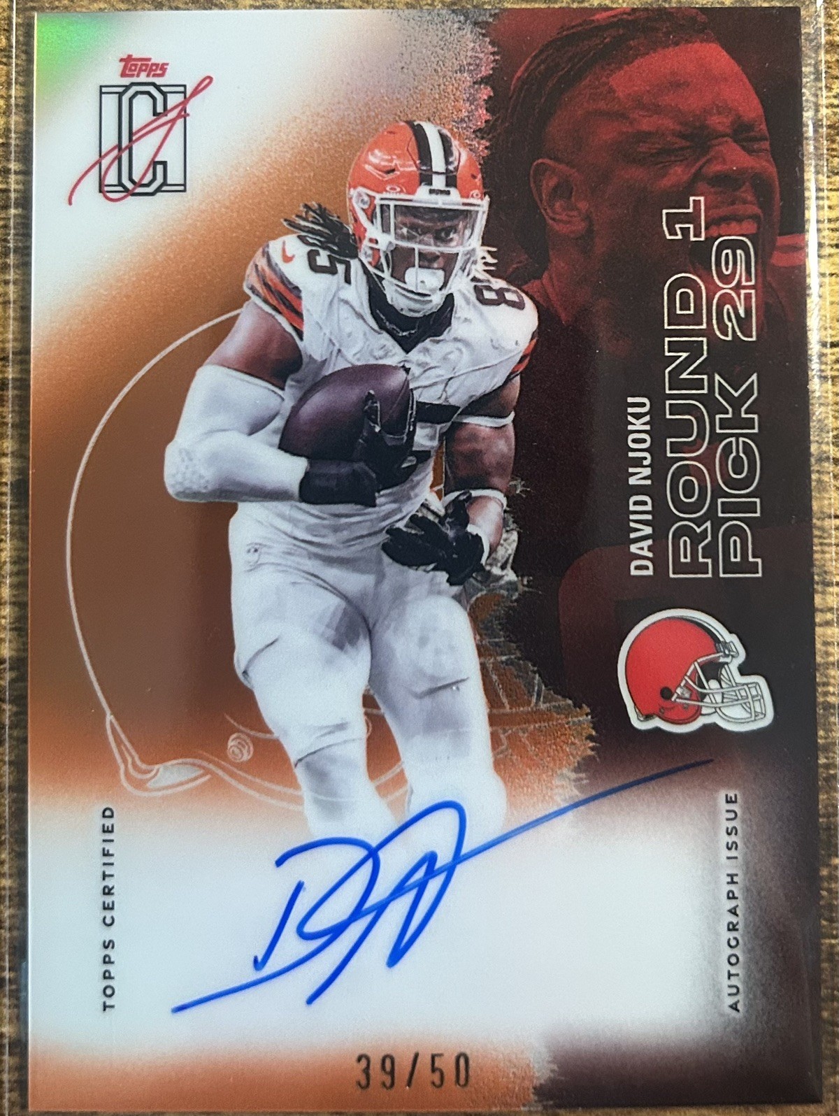 DAVID NJOKU 2025 Topps Signature Class Football Color Match On Card Auto 39/50
