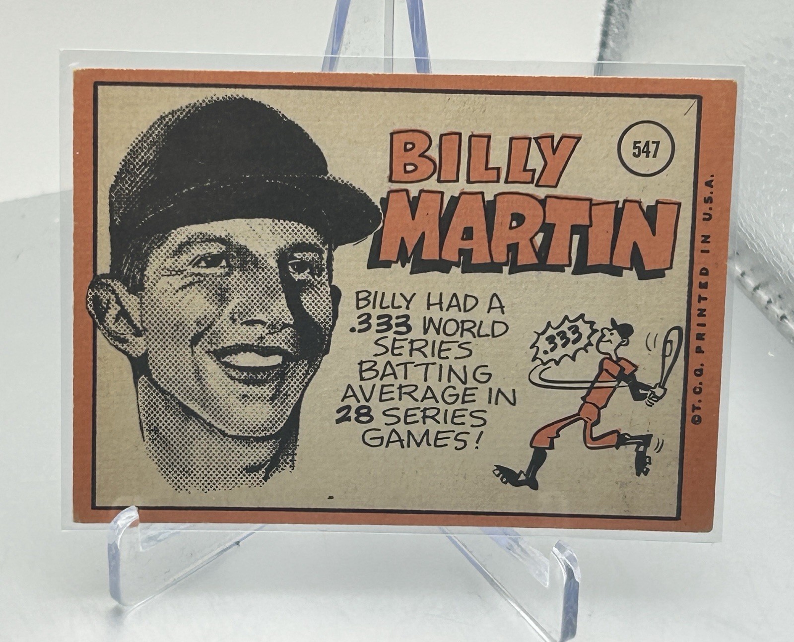 1969 Topps – High # Billy Martin #547 Vintage Minnesota Twins High Number..