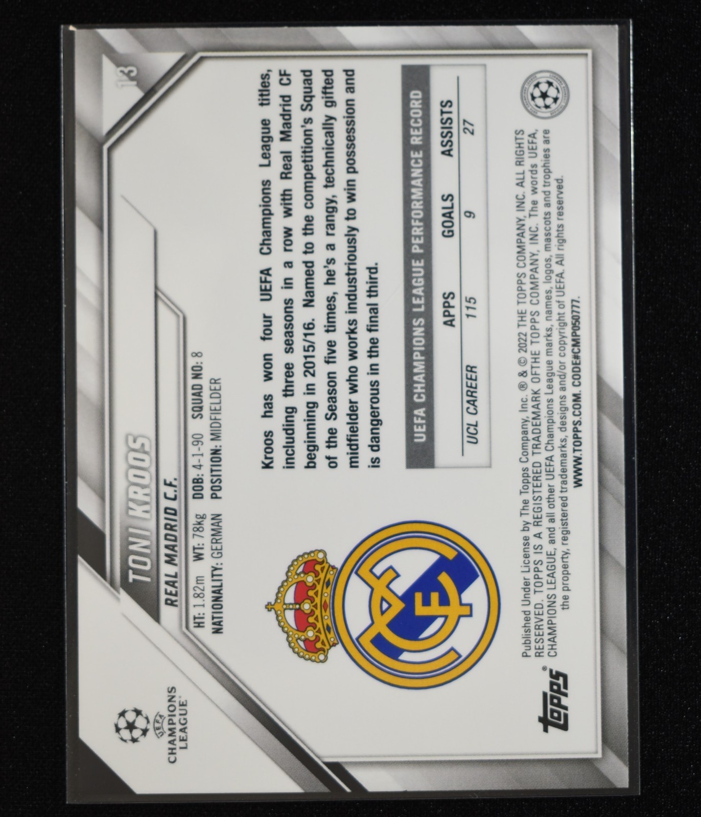 2021-22 UEFA Champions League Base Sparkle Foil #13 Toni Kroos